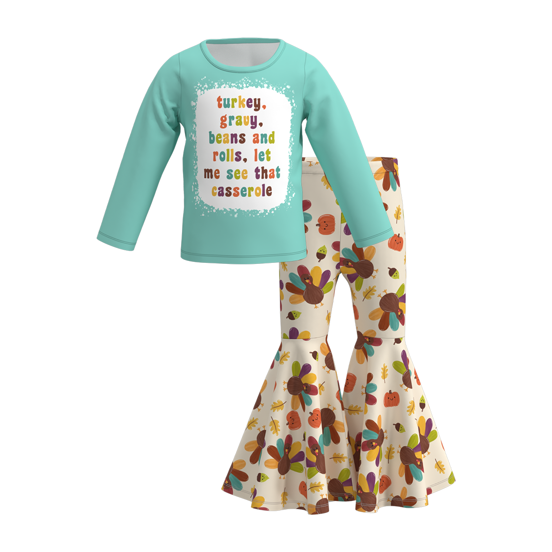 （Pre Order）Girls Thanksgiving Print Outfit Set