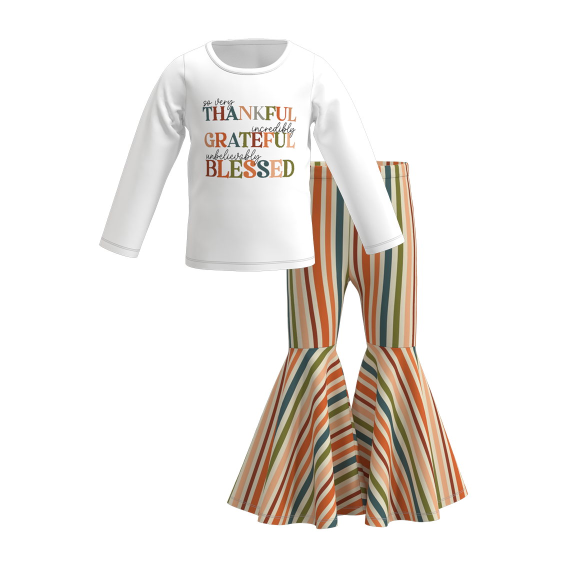 （Pre Order）Girls Thanksgiving Print Outfit Set