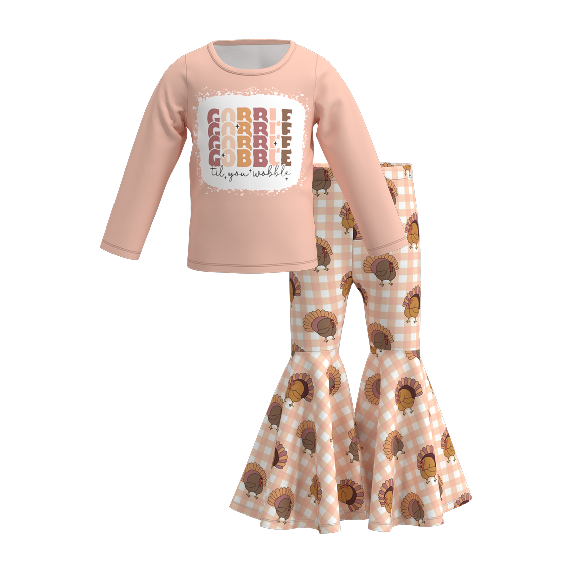 （Pre Order）Girls Thanksgiving Print Outfit Set