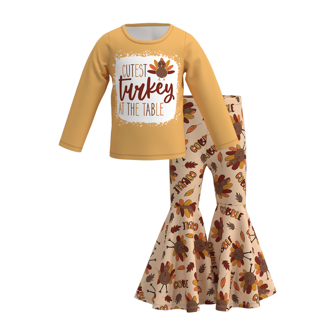 （Pre Order）Girls Thanksgiving Print Outfit Set