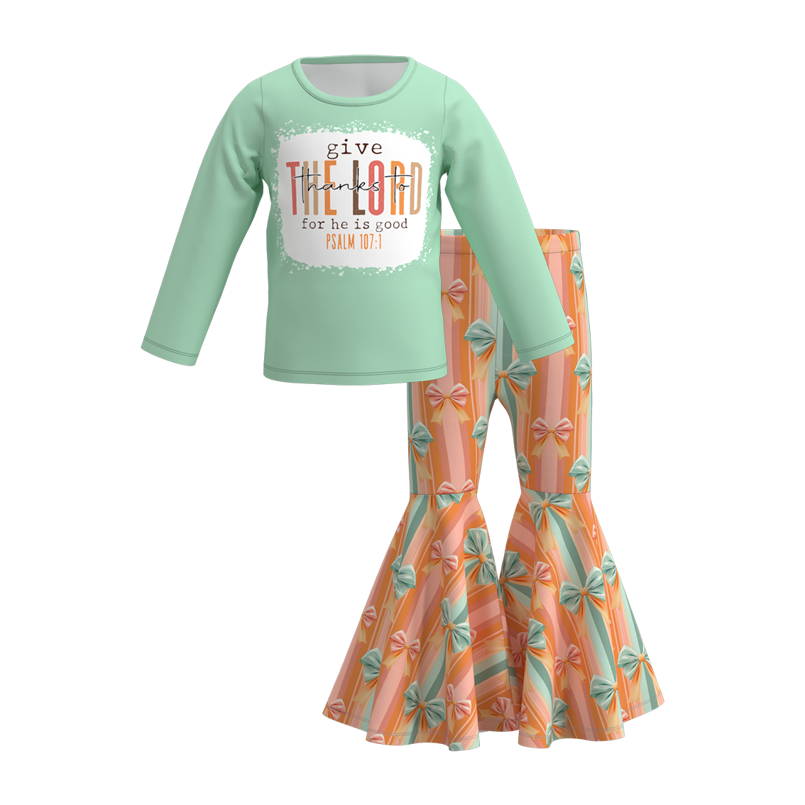 （Pre Order）Girls Thanksgiving Print Outfit Set