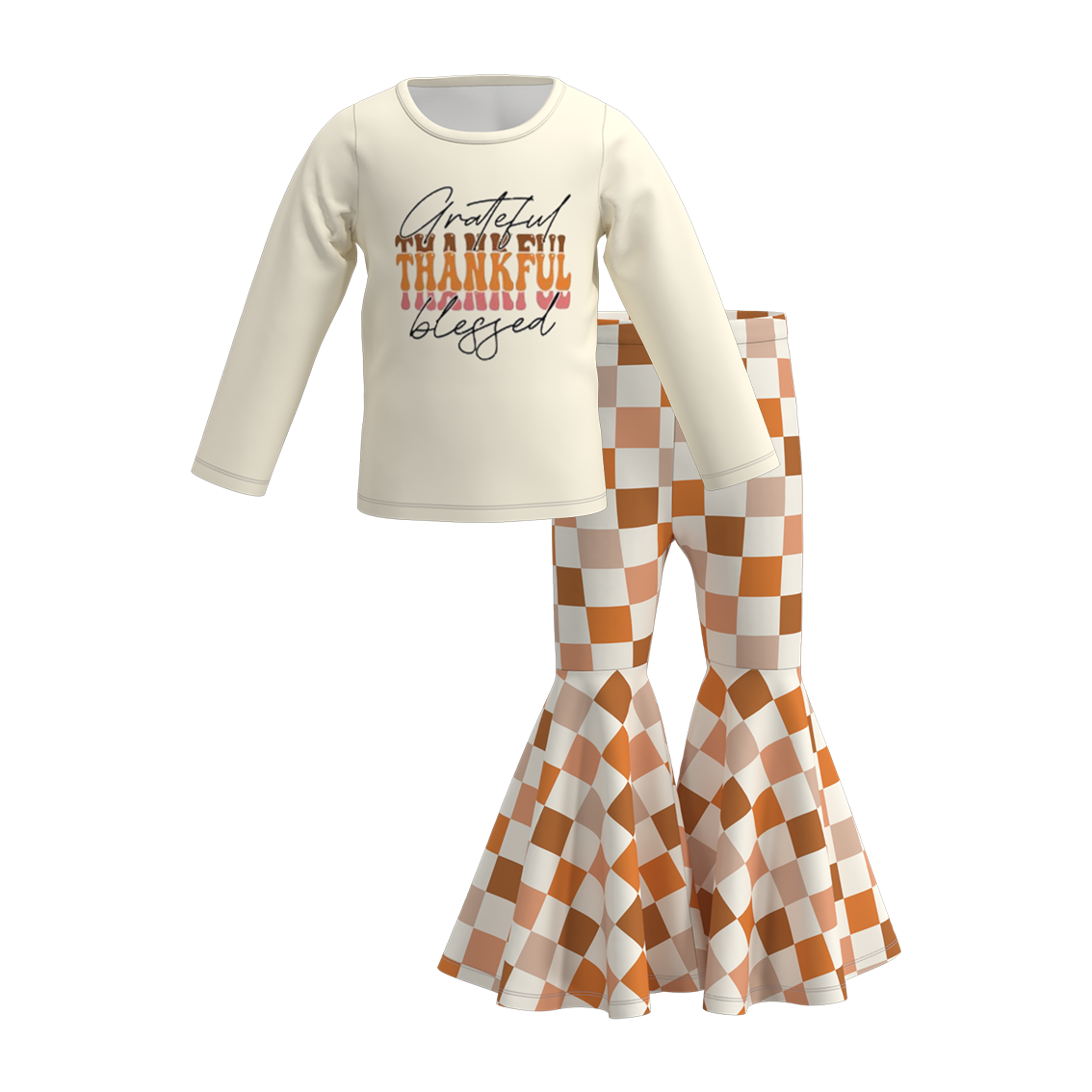 （Pre Order）Girls Thanksgiving Print Outfit Set