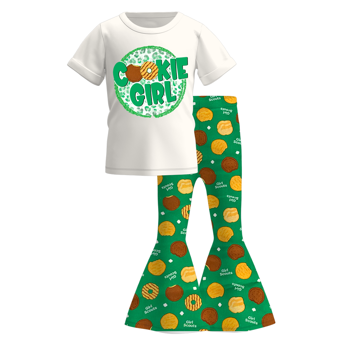 （Pre Order）Girls Scout Cookie Print Outfit Set