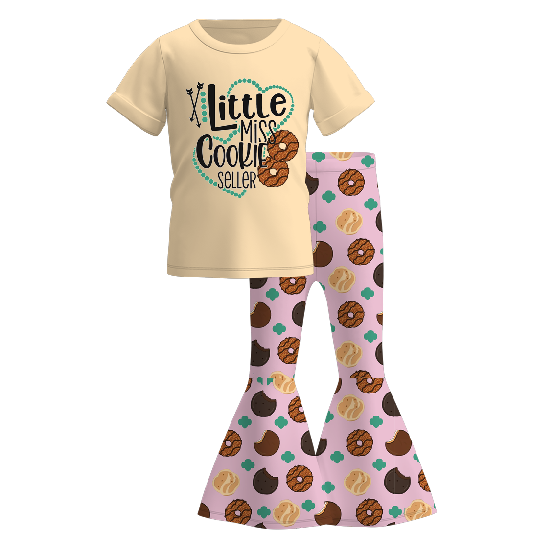 （Pre Order）Girls Scout Cookie Print Outfit Set