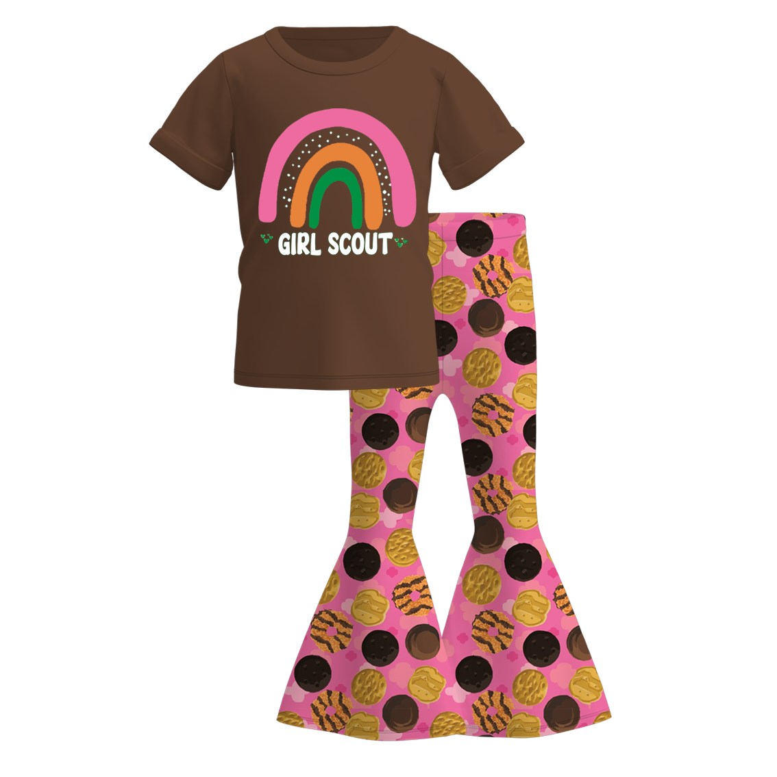 （Pre Order）Girls Scout Cookie Print Outfit Set