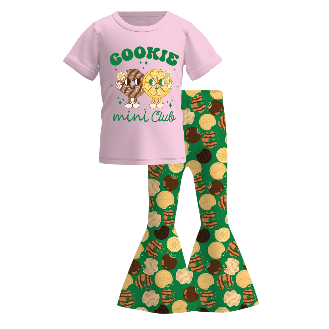 （Pre Order）Girls Scout Cookie Print Outfit Set