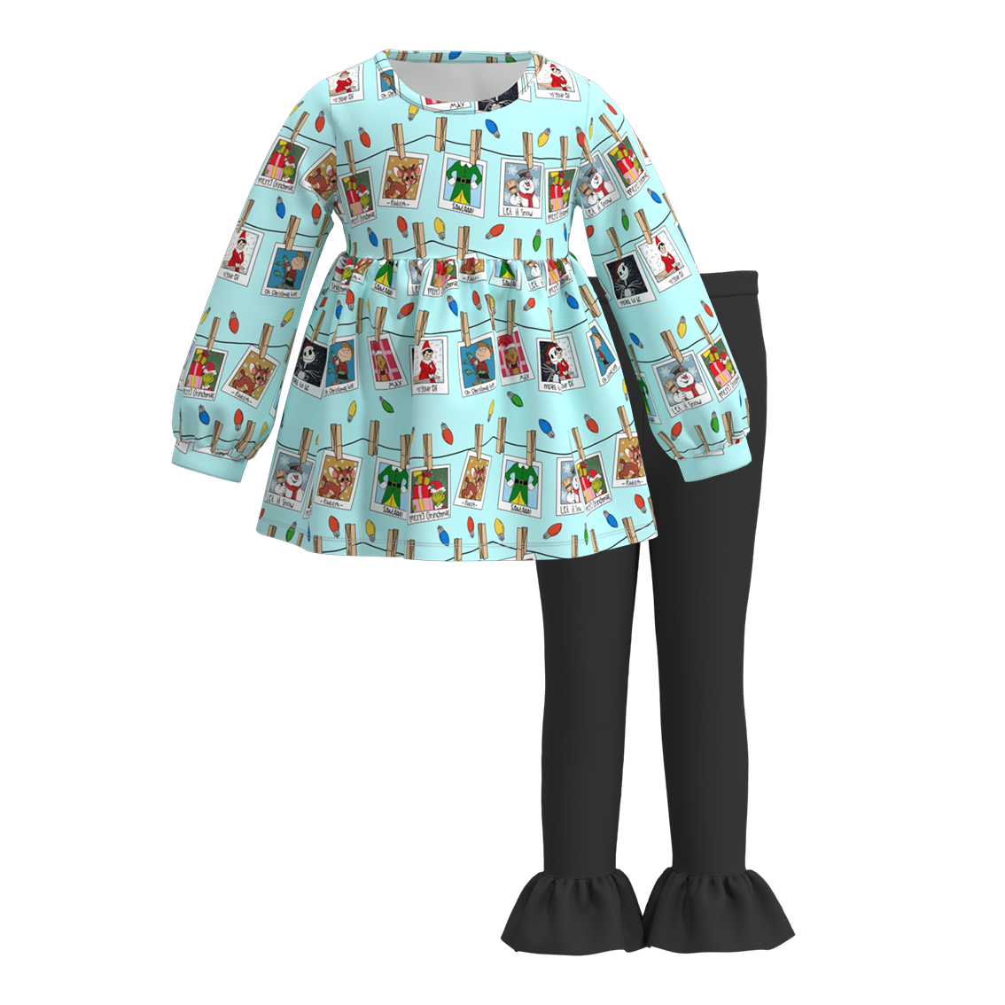 （Pre Order）Girls Christmas Print Outfit Set