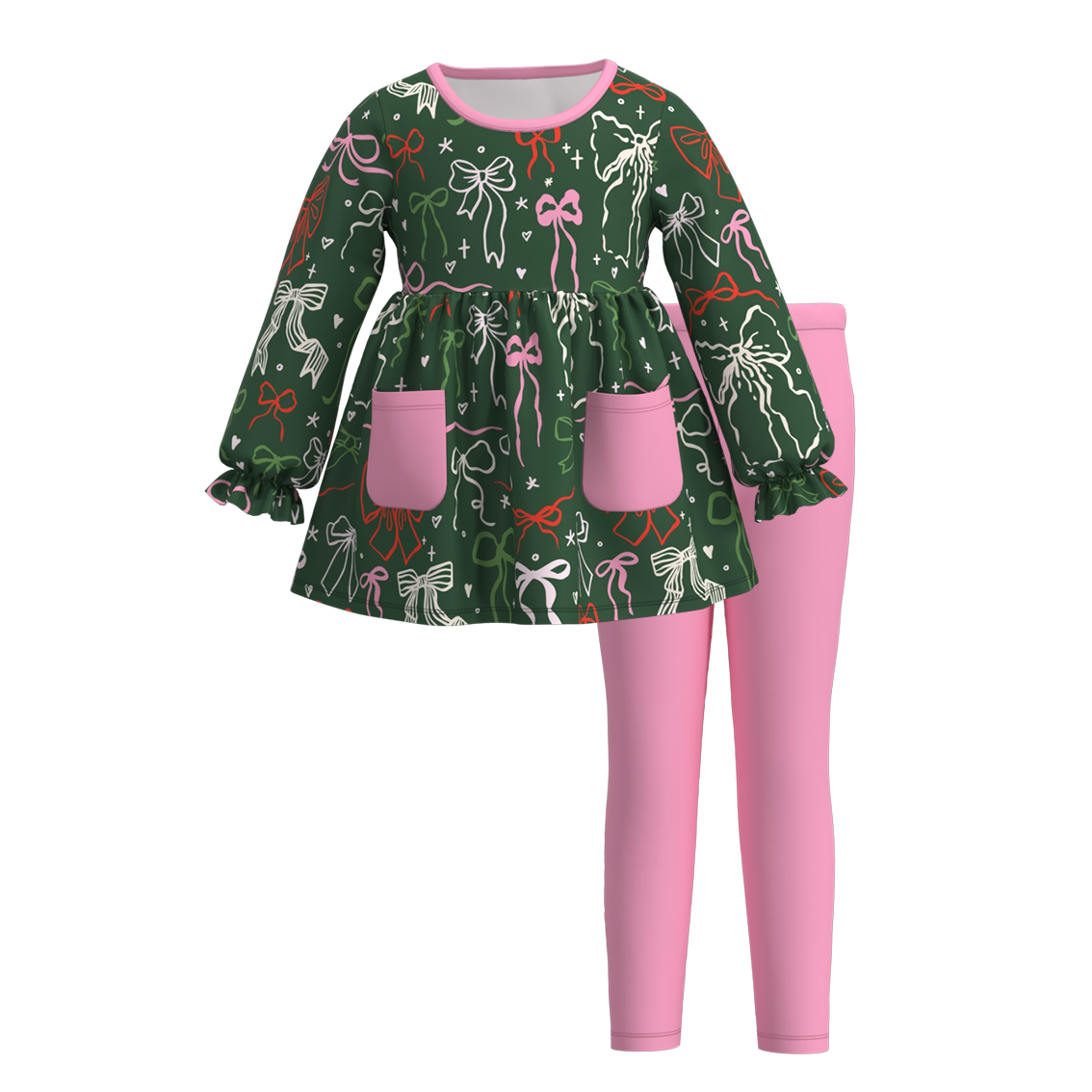 （Pre Order）Girls Christmas Print Outfit Set