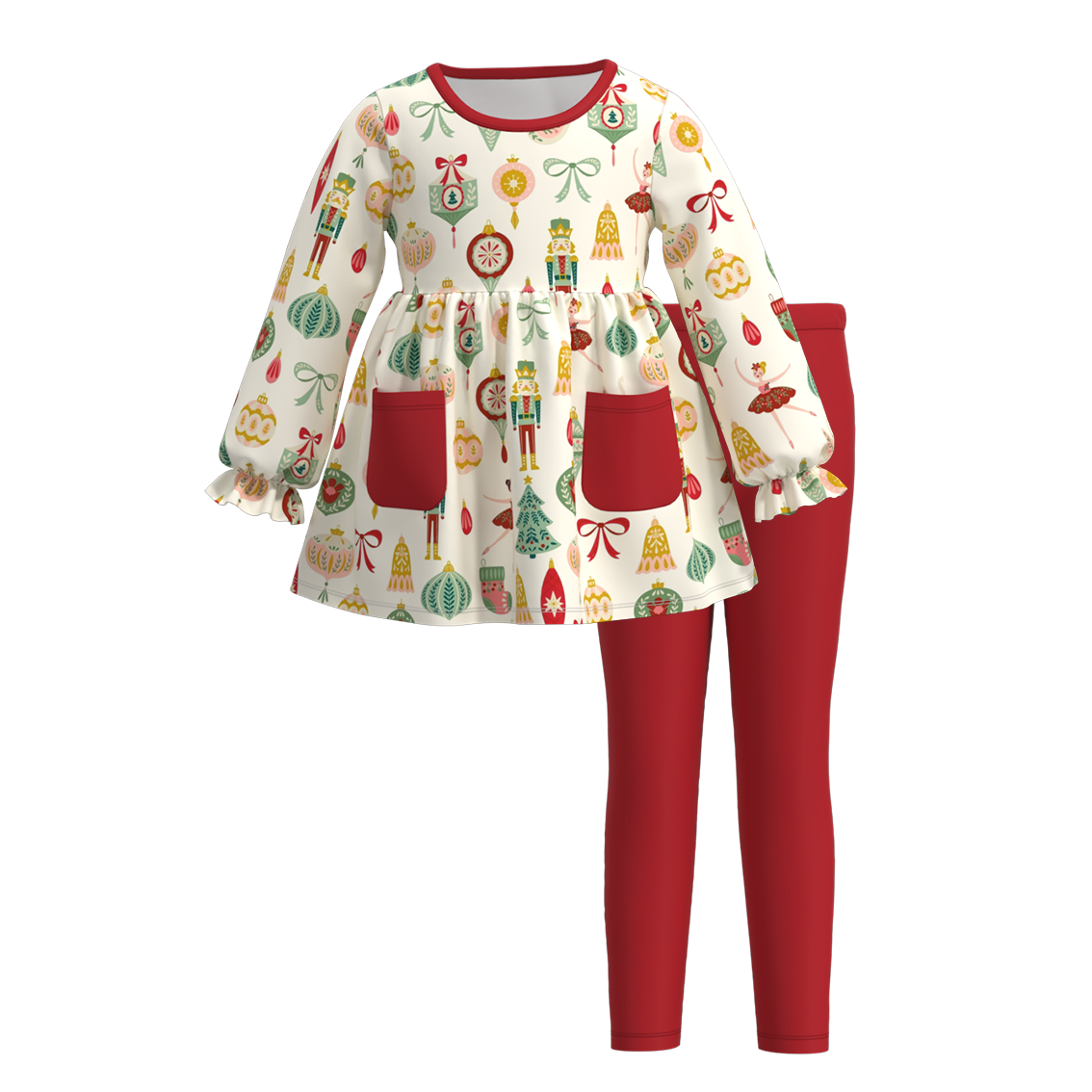 （Pre Order）Girls Christmas Print Outfit Set