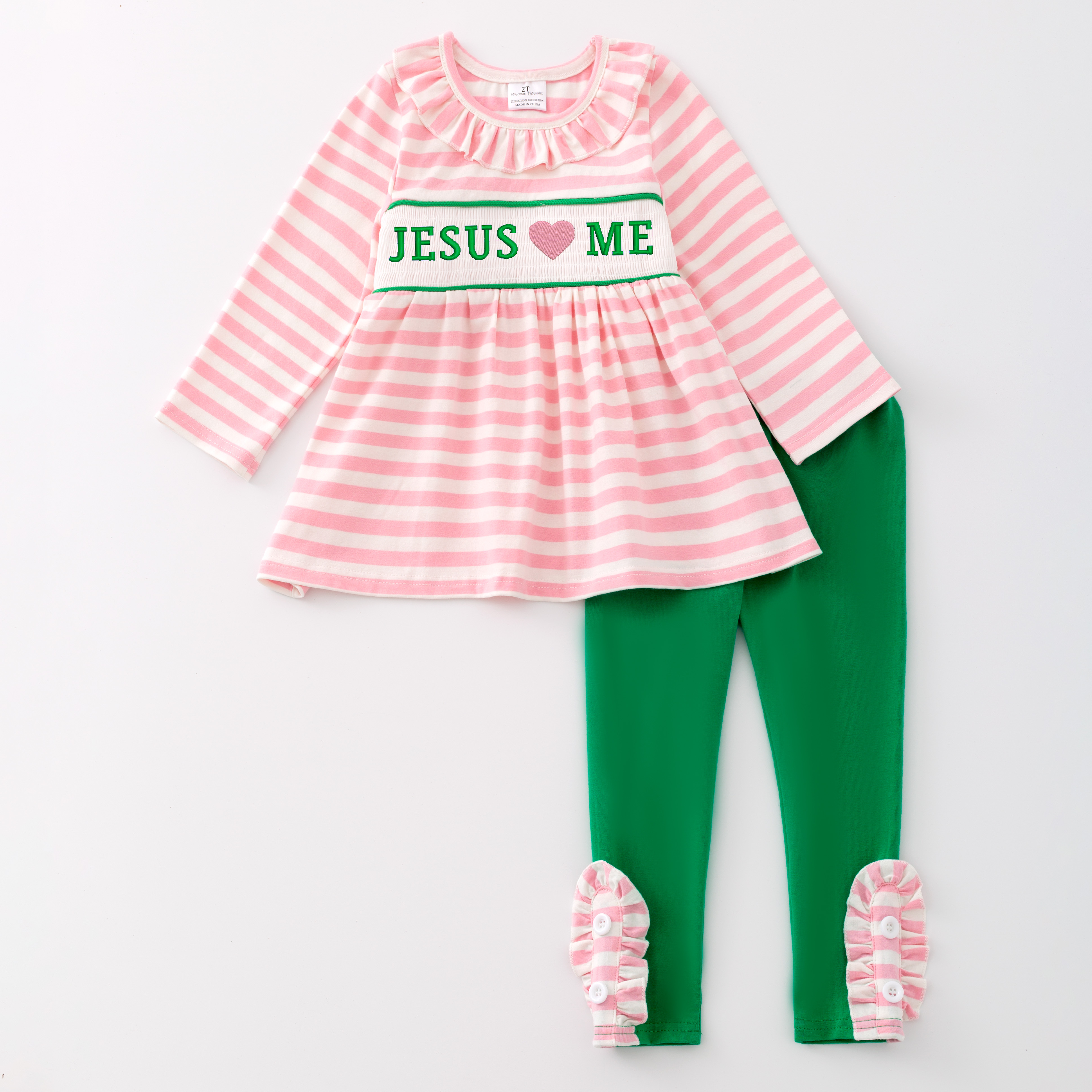 （Pre Order）Girls Christmas Embroidery Smocked Outfit Set