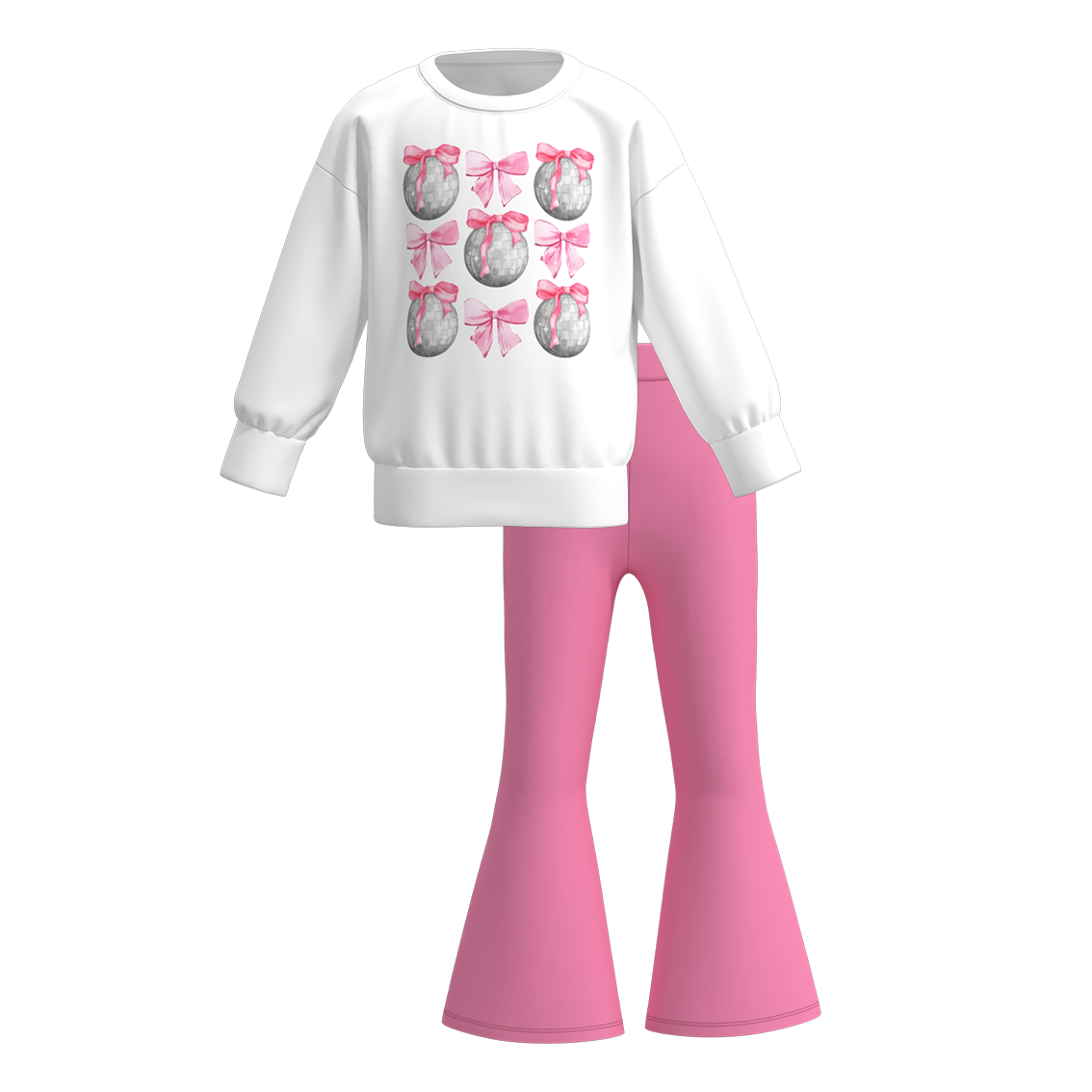 （Pre Order）Girls Valentine's Day Print Sweatshirt Bell Pants Set