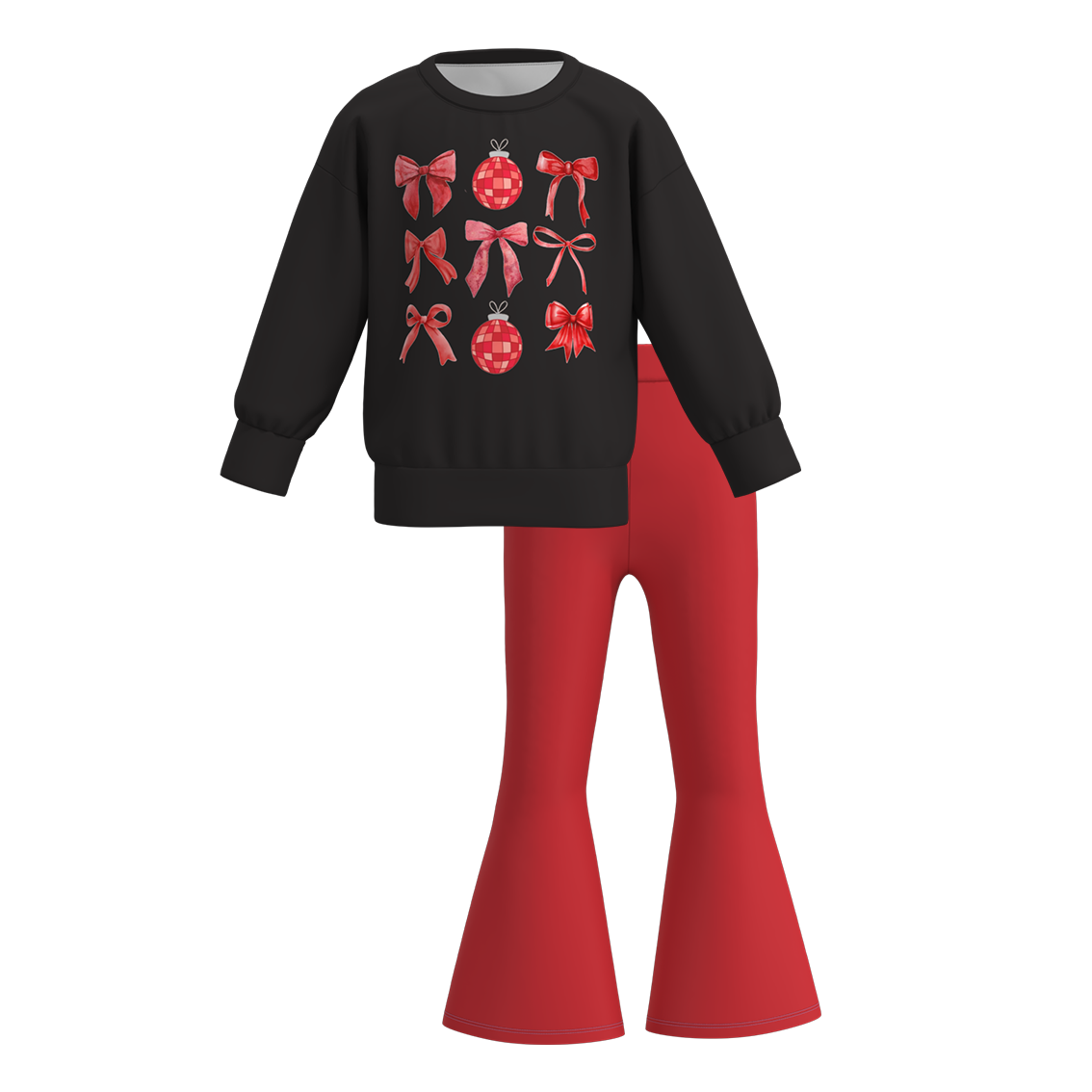 （Pre Order）Girls Valentine's Day Print Sweatshirt Bell Pants Set