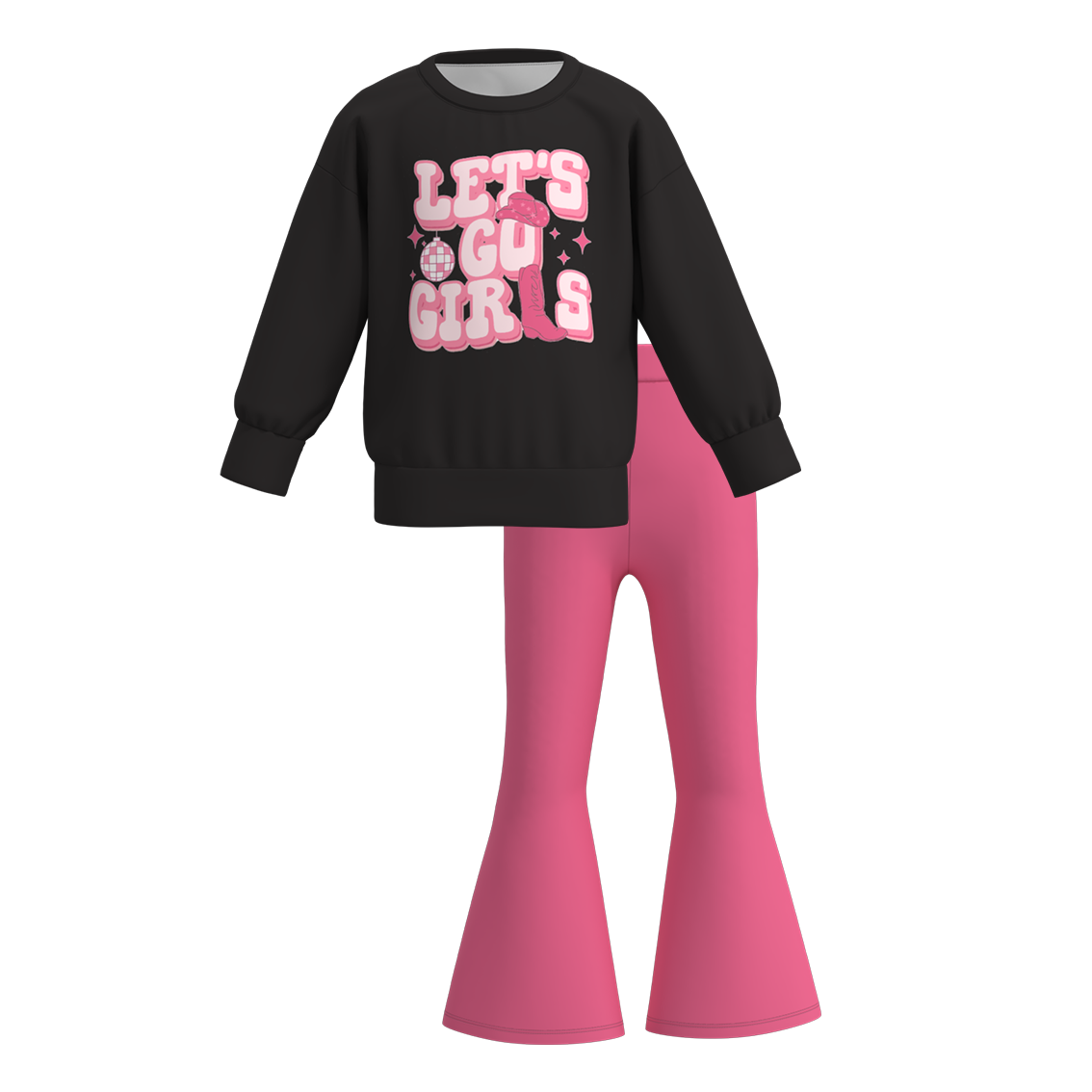 （Pre Order）Girls Valentine's Day Print Sweatshirt Bell Pants Set