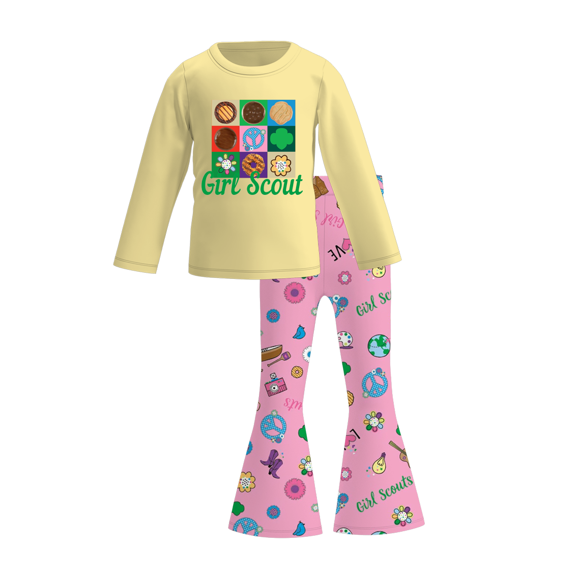 （Pre Order）Girls Fall Dessert Print Bell Pants Set