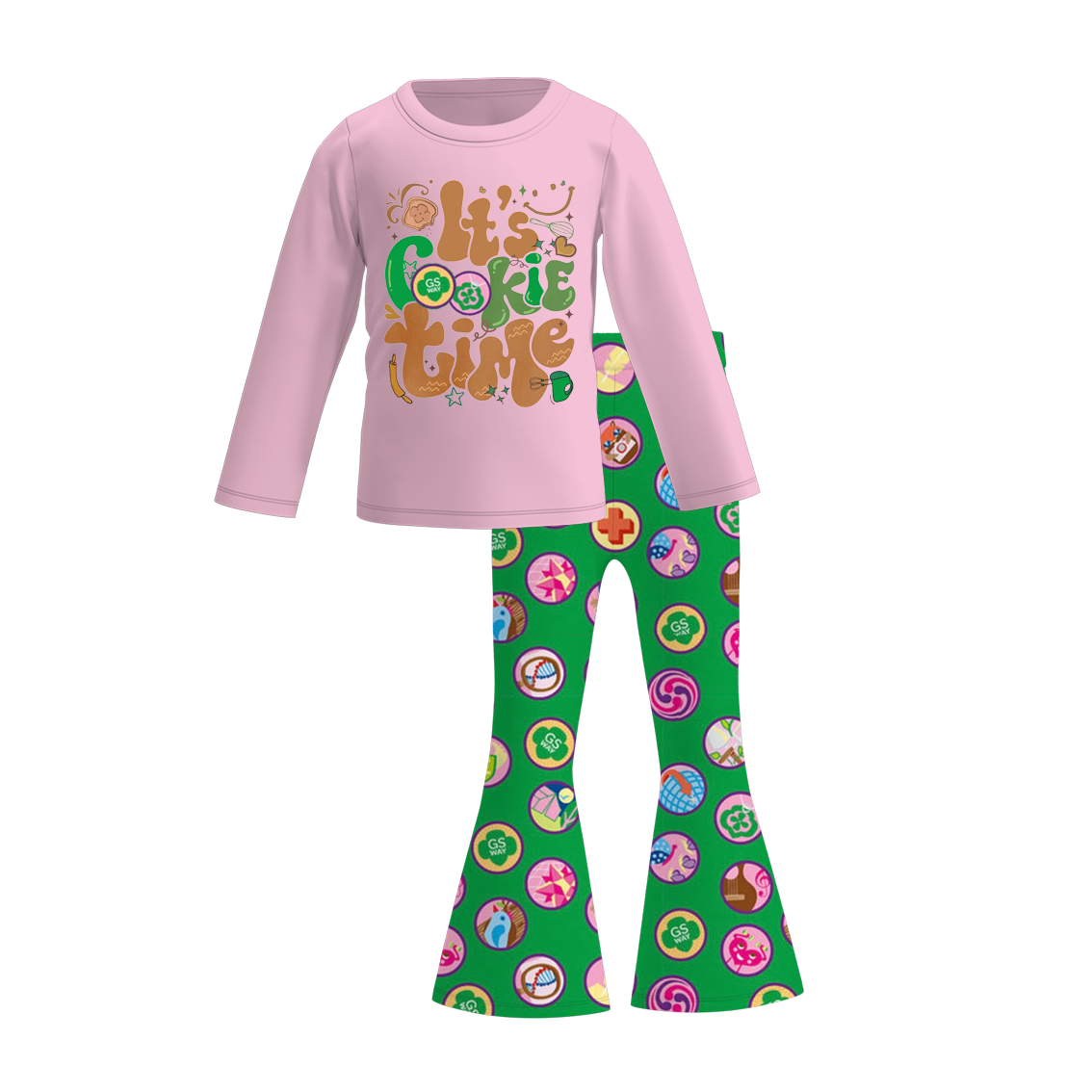 （Pre Order）Girls Fall Dessert Print Bell Pants Set