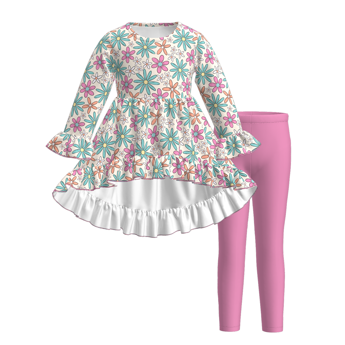 （Pre Order）Girls Spring and Summer Print Outfit Set