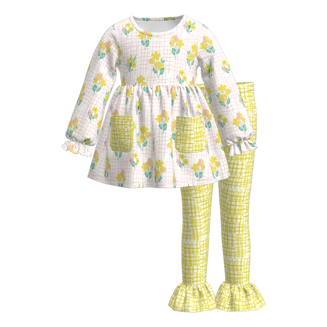 （Pre Order）Girls Spring Floral Print Outfit Set