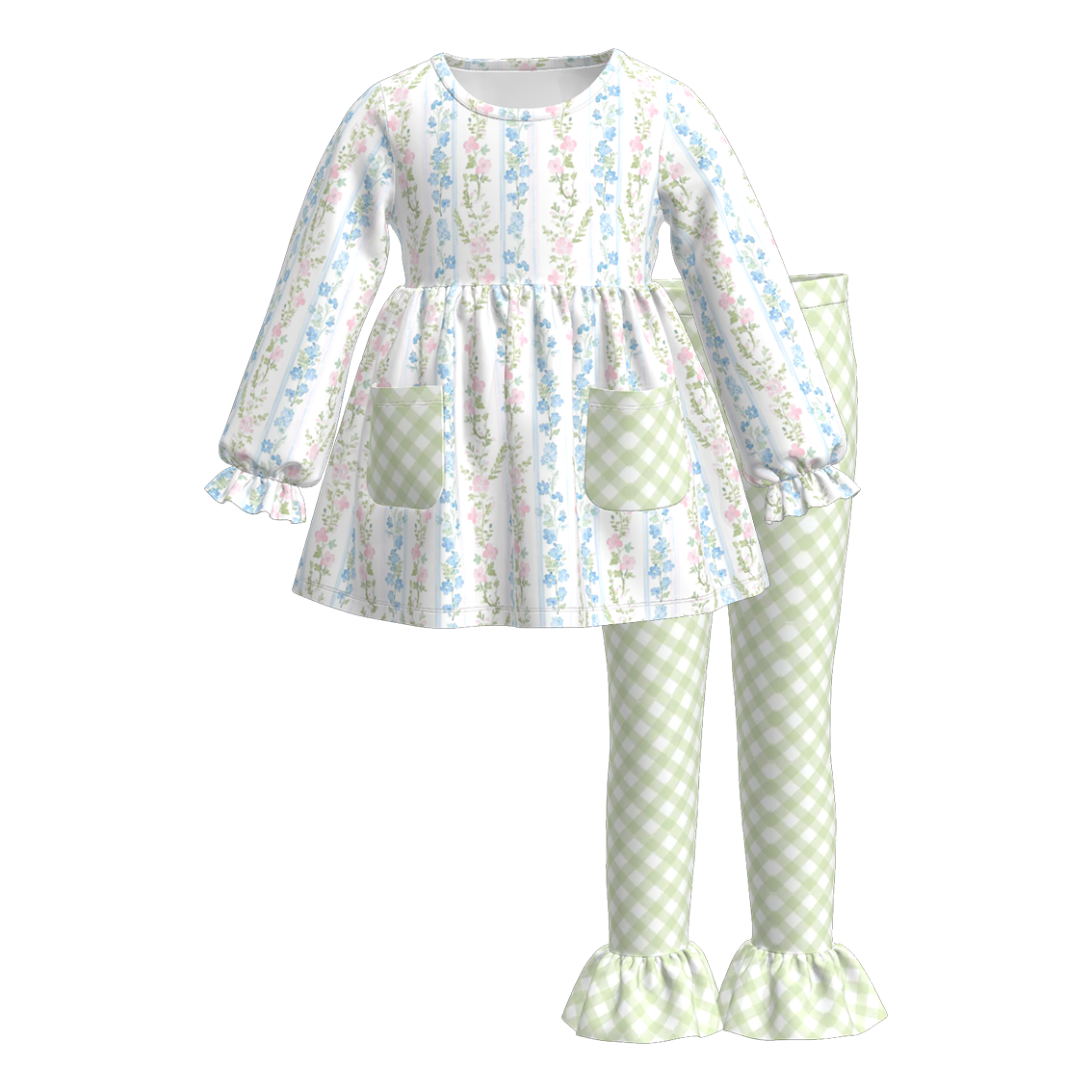 （Pre Order）Girls Spring Floral Print Outfit Set