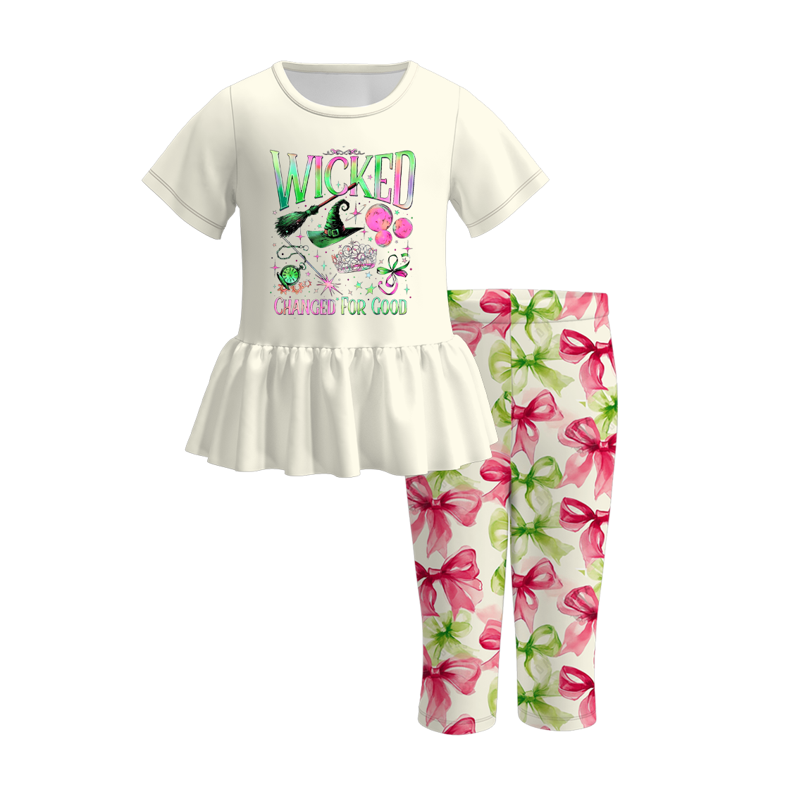 （Pre Order）Girls Spring and Summer Movie Character Print Capris Set