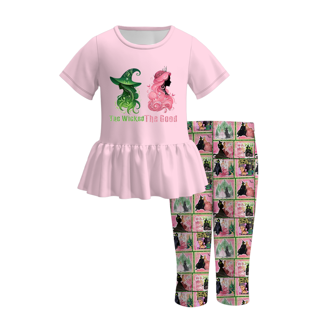 （Pre Order）Girls Spring and Summer Movie Character Print Capris Set