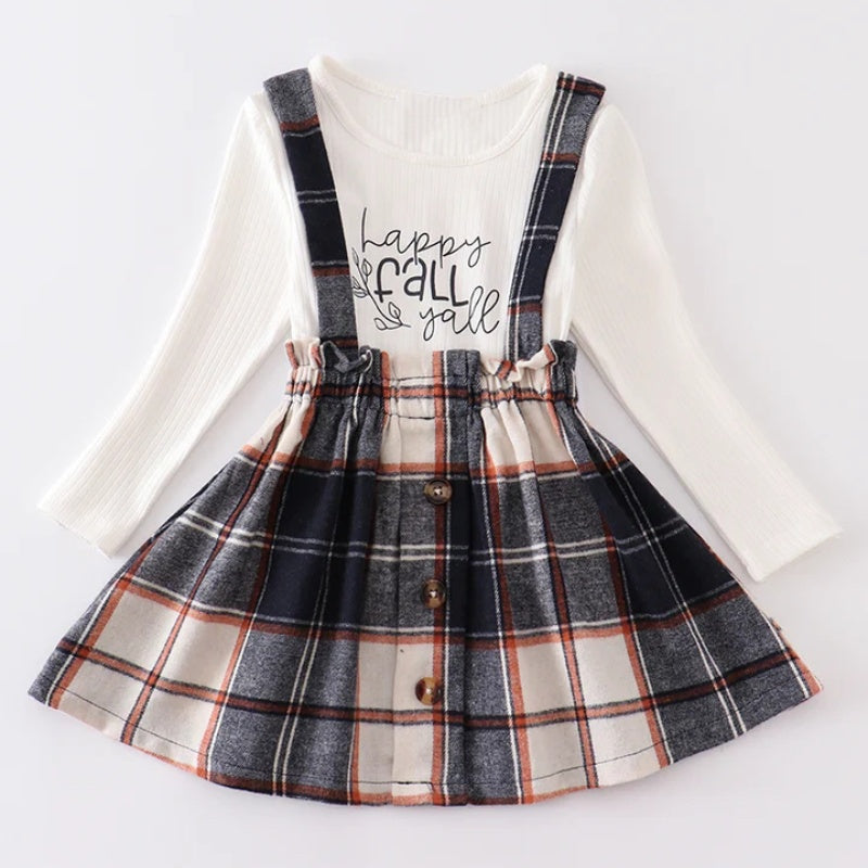 （In Stock L07-04-01）Girls Fall Plaid Skirt Suit