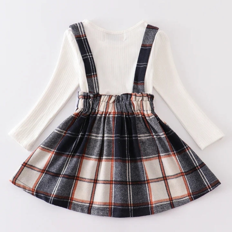 （In Stock L07-04-01）Girls Fall Plaid Skirt Suit