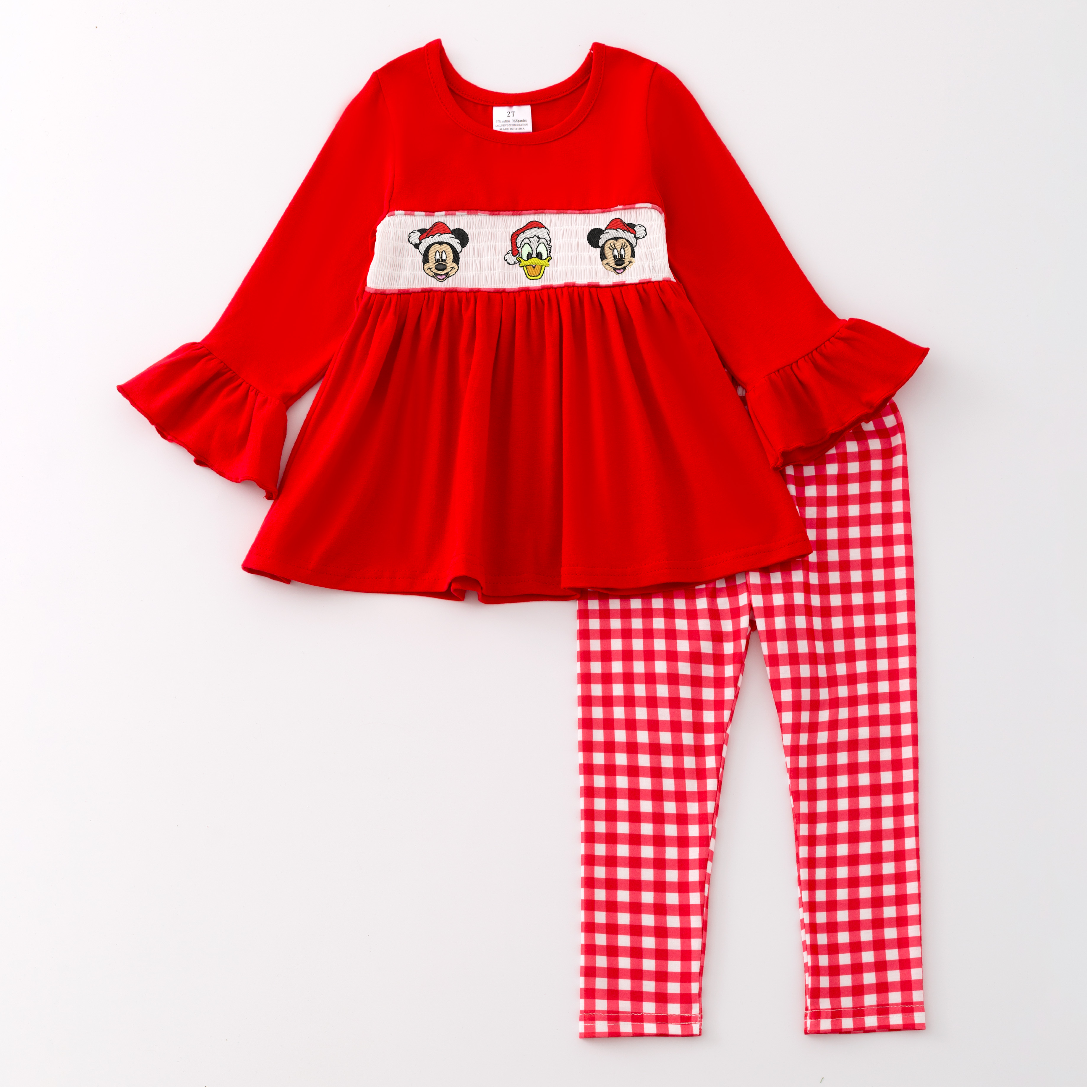 （Pre Order）Girls Christmas Embroidery Smocked Outfit Set