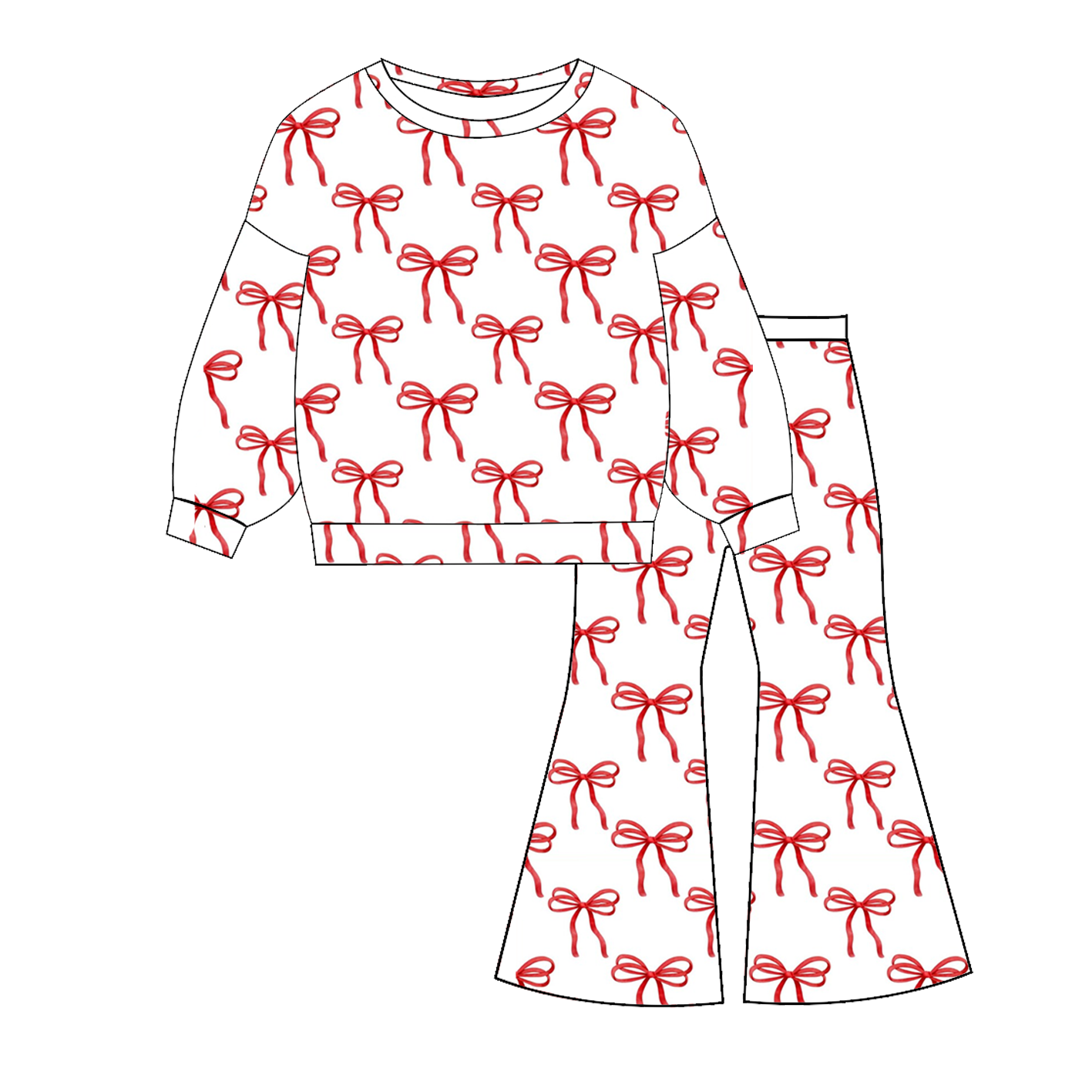 （Pre Order）Girls Valentine's Day Print Twill Sweatshirt Suit