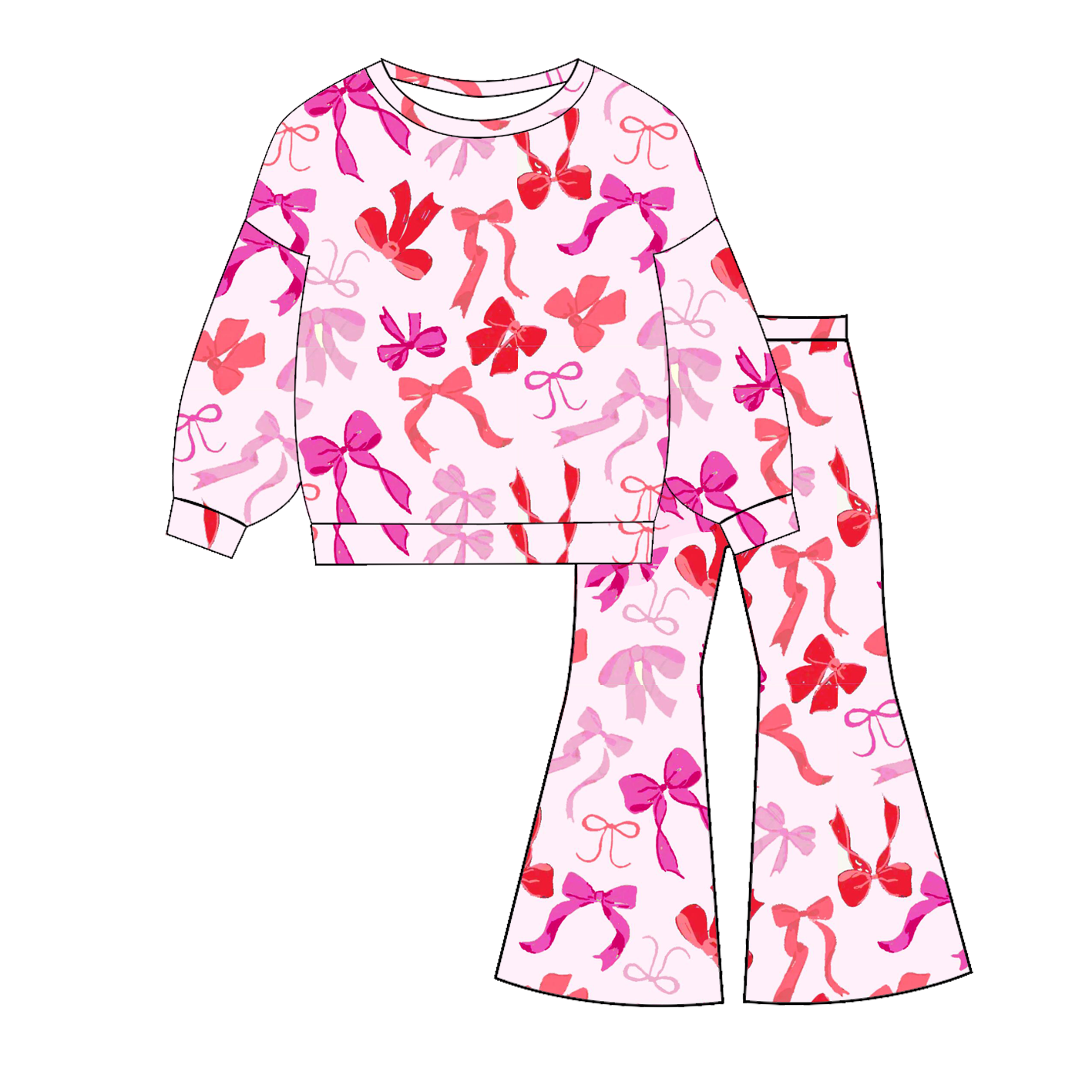 （Pre Order）Girls Valentine's Day Print Twill Sweatshirt Suit