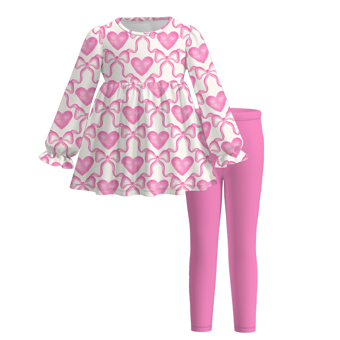 （Pre Order）Girls Valentine's Day Print Outfit Set