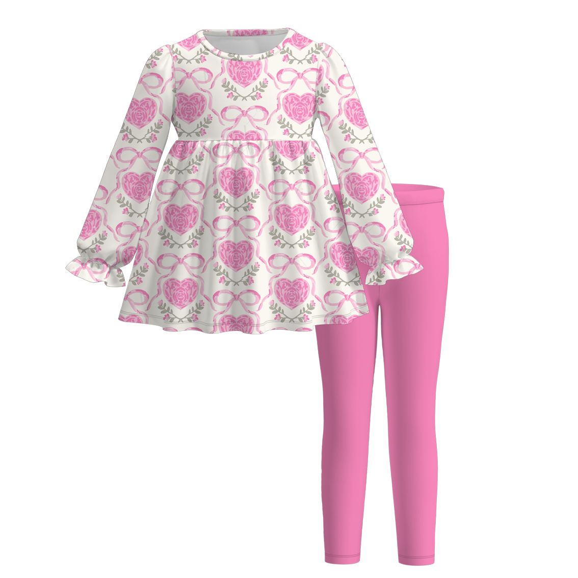 （Pre Order）Girls Valentine's Day Print Outfit Set