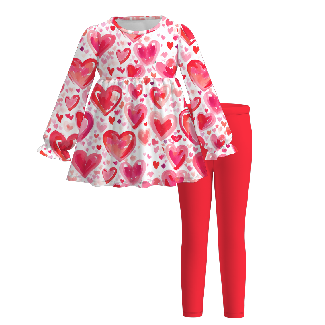 （Pre Order）Girls Valentine's Day Print Outfit Set