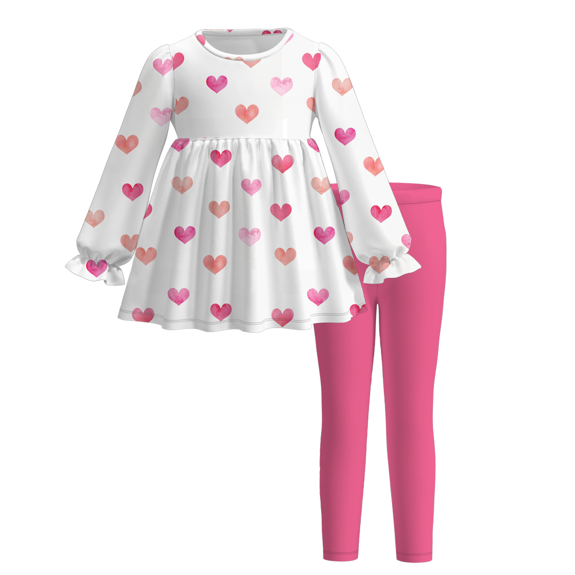 （Pre Order）Girls Valentine's Day Print Outfit Set