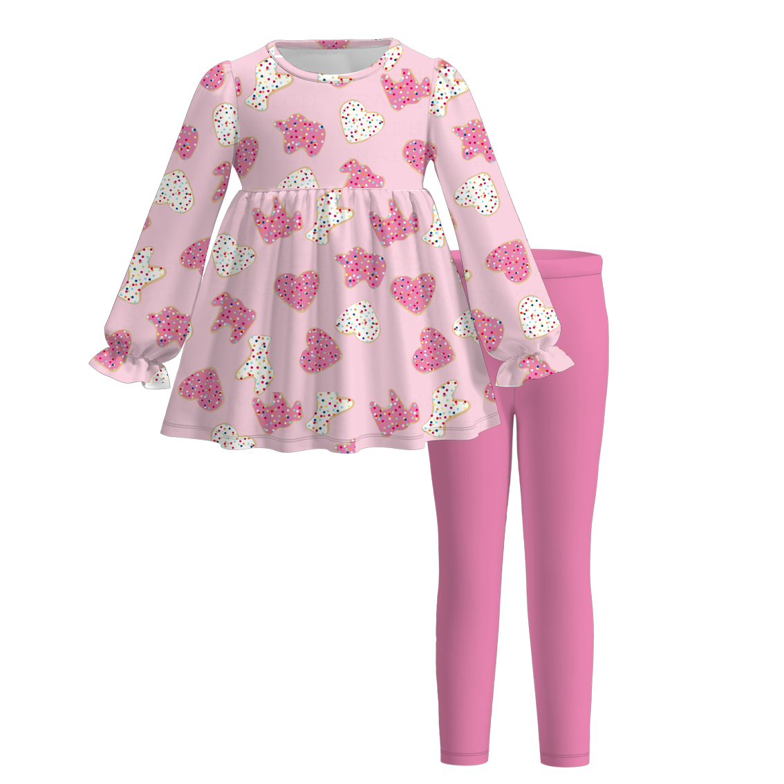 （Pre Order）Girls Valentine's Day Print Outfit Set