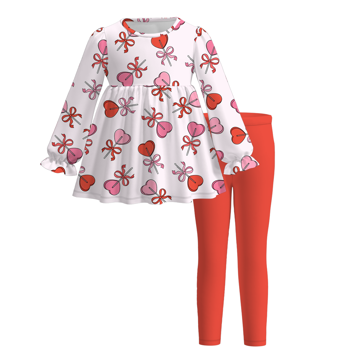 （Pre Order）Girls Valentine's Day Print Outfit Set