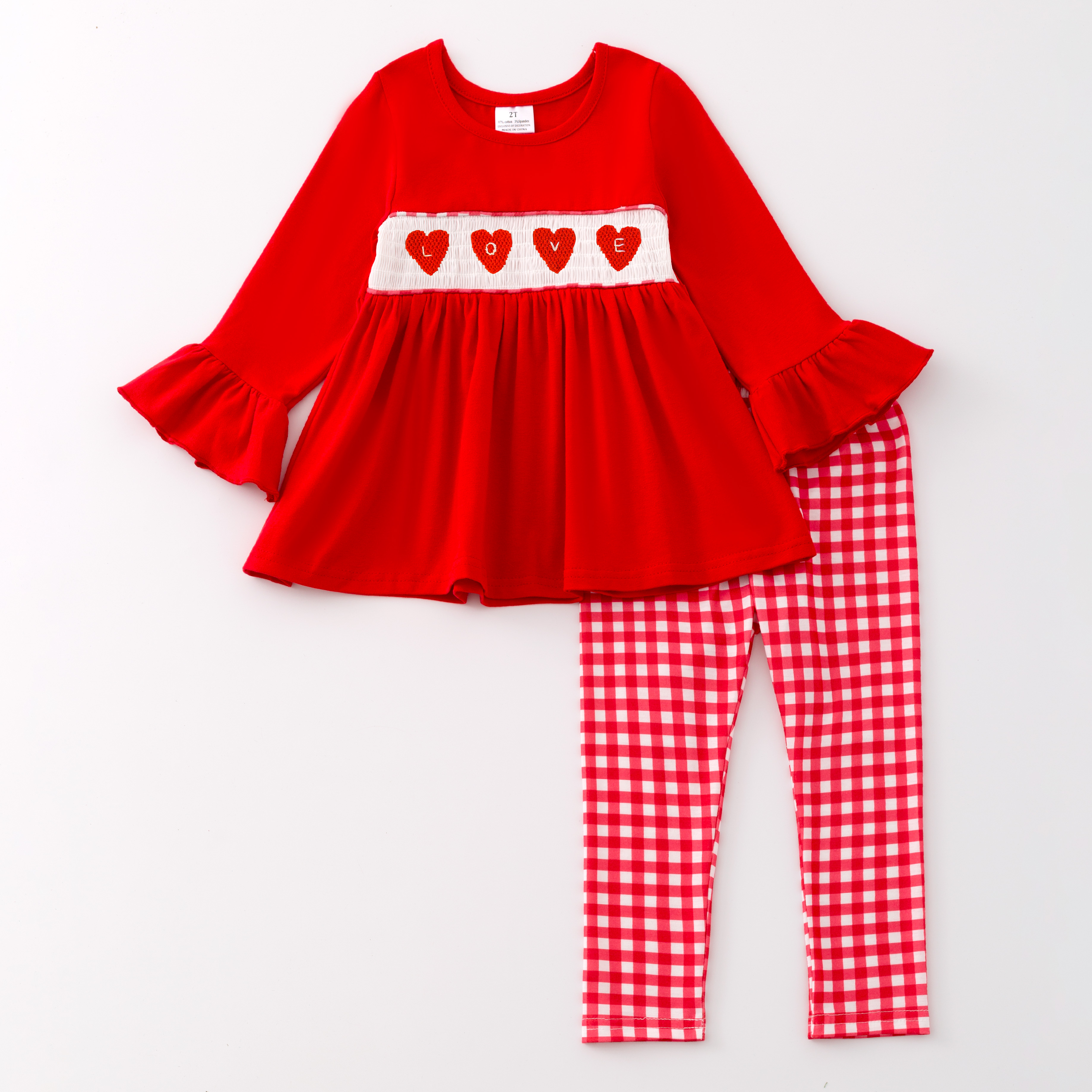 （Pre Order）Girls and Boys Valentine's Day Embroidery Smocked Dress Romper Outfit