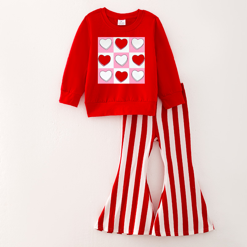 （Pre Order）Girls Valentine's Day Print Outfit Set