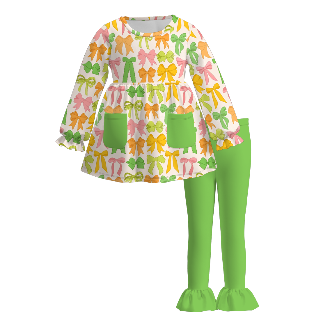 （Pre Order）Girls St.Patrick's Day Shamrock Print Outfit Set