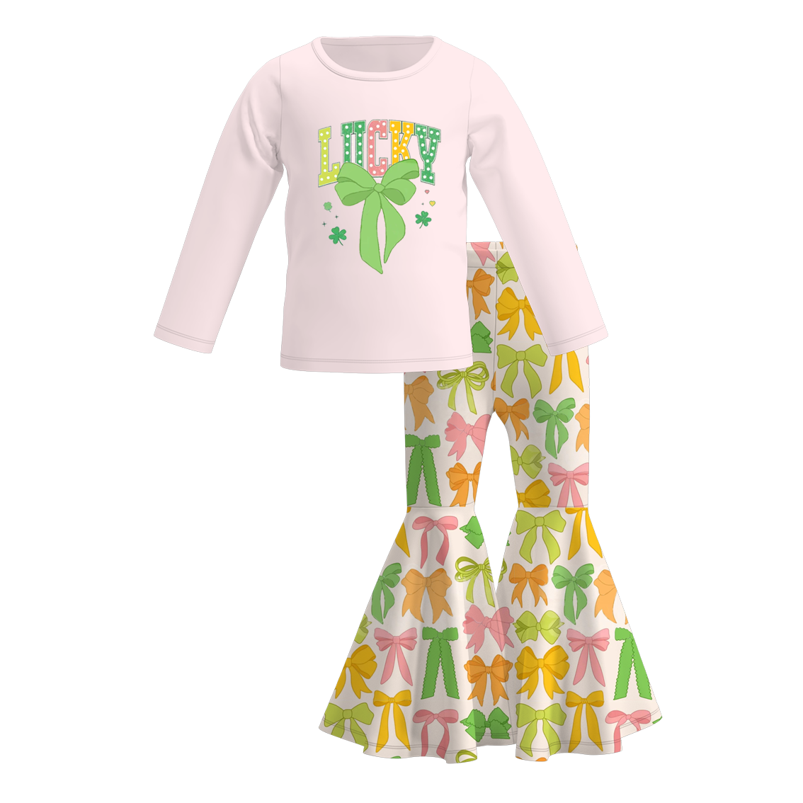 （Pre Order）Girls St.Patrick's Day Shamrock Print Outfit Set