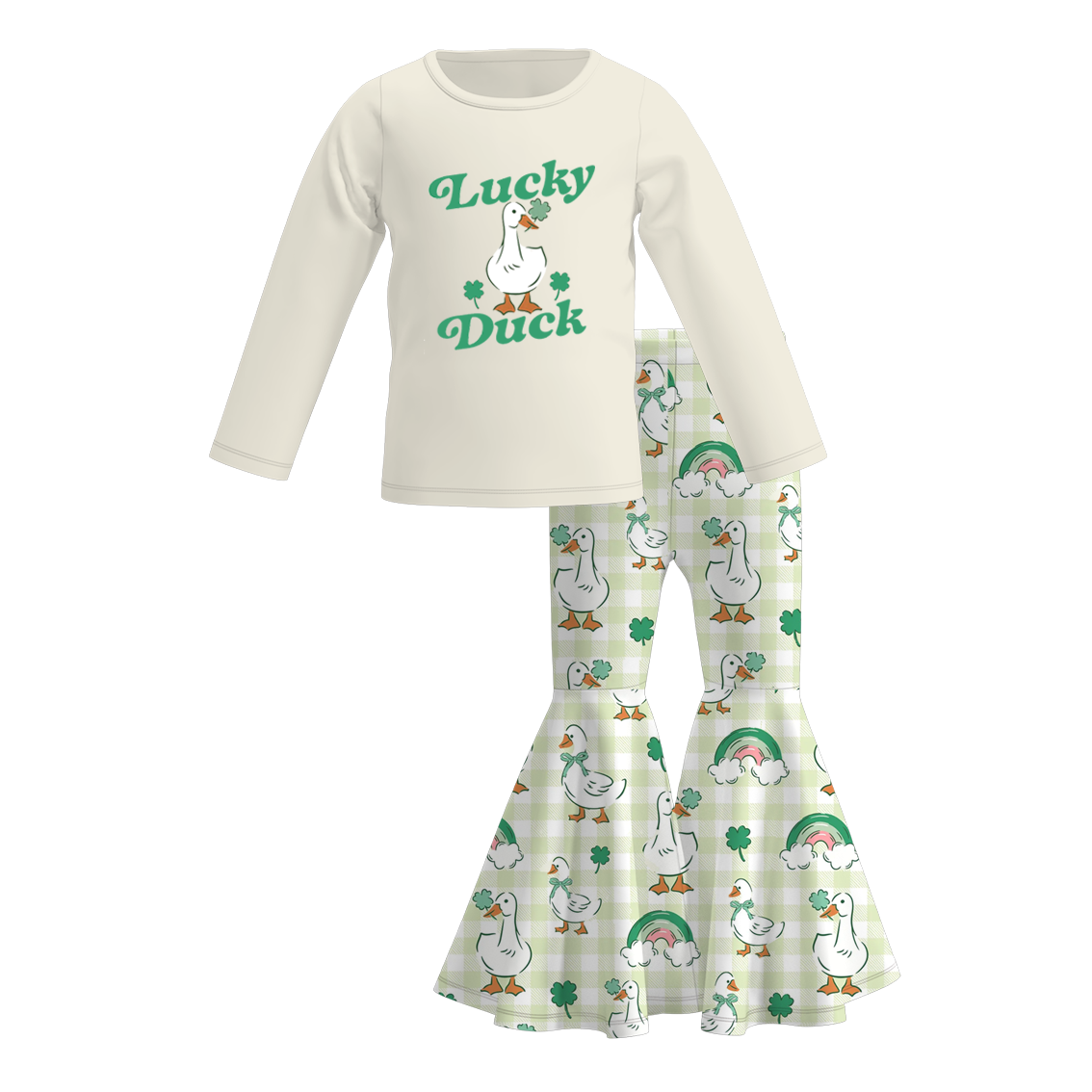 （Pre Order）Girls St.Patrick's Day Shamrock Print Outfit Set