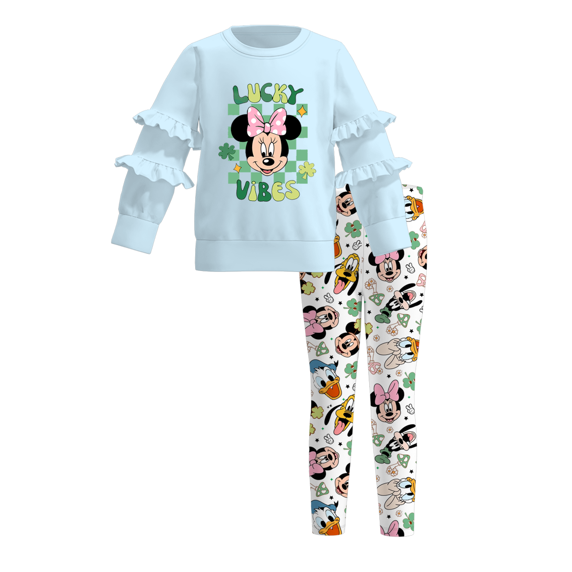 （Pre Order）Girls St.Patrick's Day Shamrock Print Outfit Set