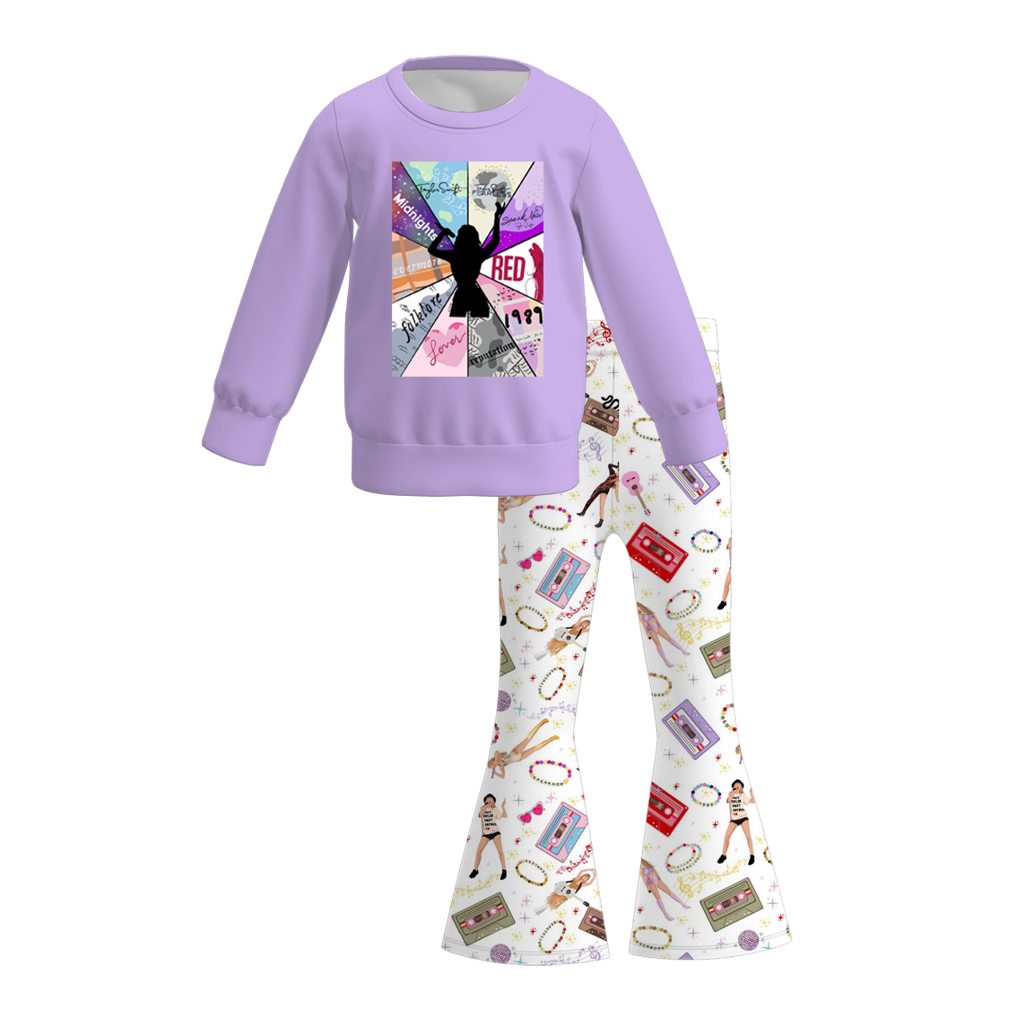 （Pre Order）Girls TS Print Sweatshirt Bell Pants Set