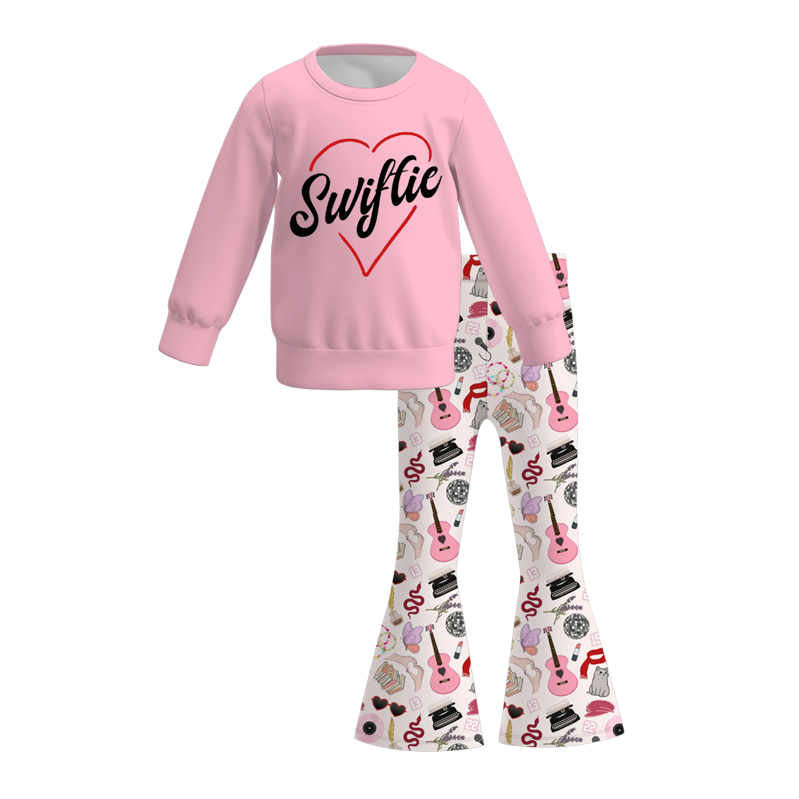 （Pre Order）Girls TS Print Sweatshirt Bell Pants Set