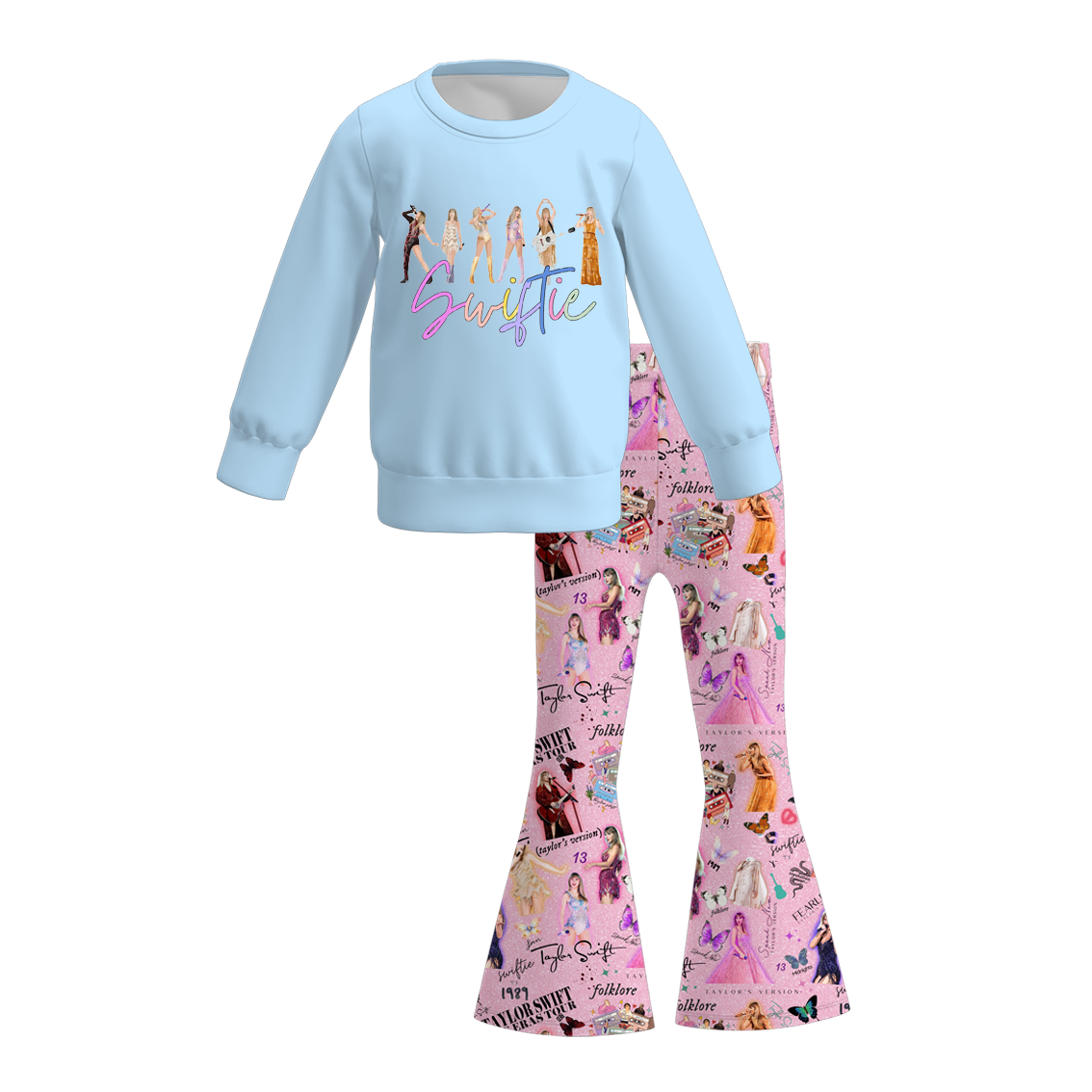 （Pre Order）Girls TS Print Sweatshirt Bell Pants Set