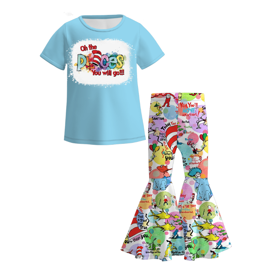 （Pre Order）Girls Spring and Summer DR SEUSS Print Outfit Set