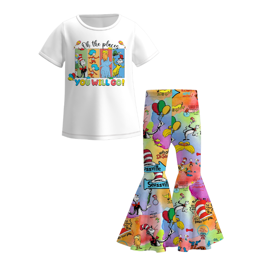 （Pre Order）Girls Spring and Summer DR SEUSS Print Outfit Set