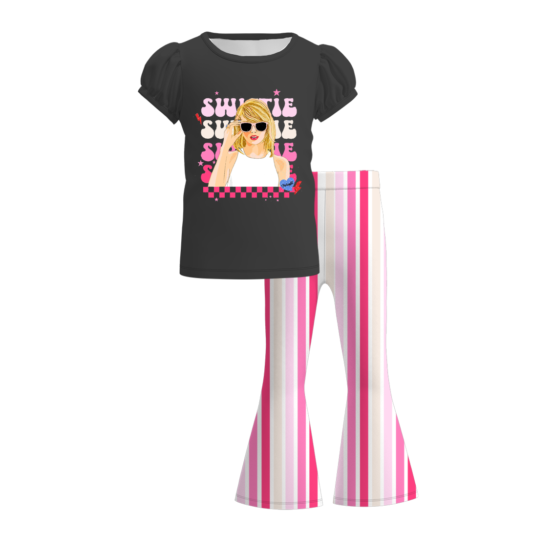 （Pre Order）Girls Spring and Summer TS Print Outfit Set