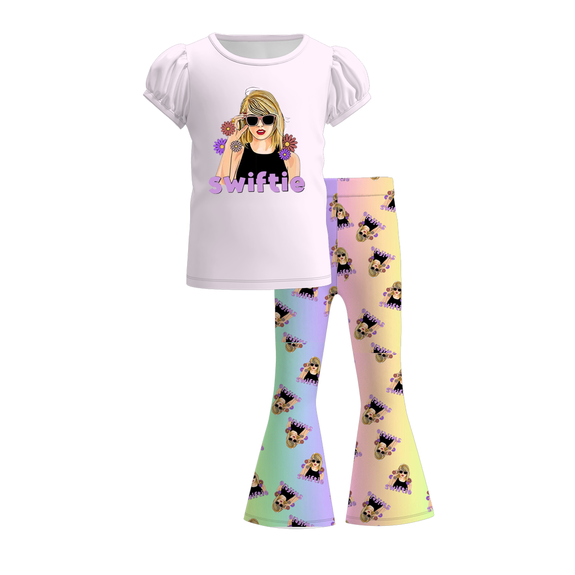 （Pre Order）Girls Spring and Summer TS Print Outfit Set