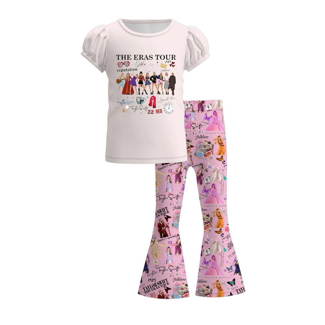 （Pre Order）Girls Spring and Summer TS Print Outfit Set