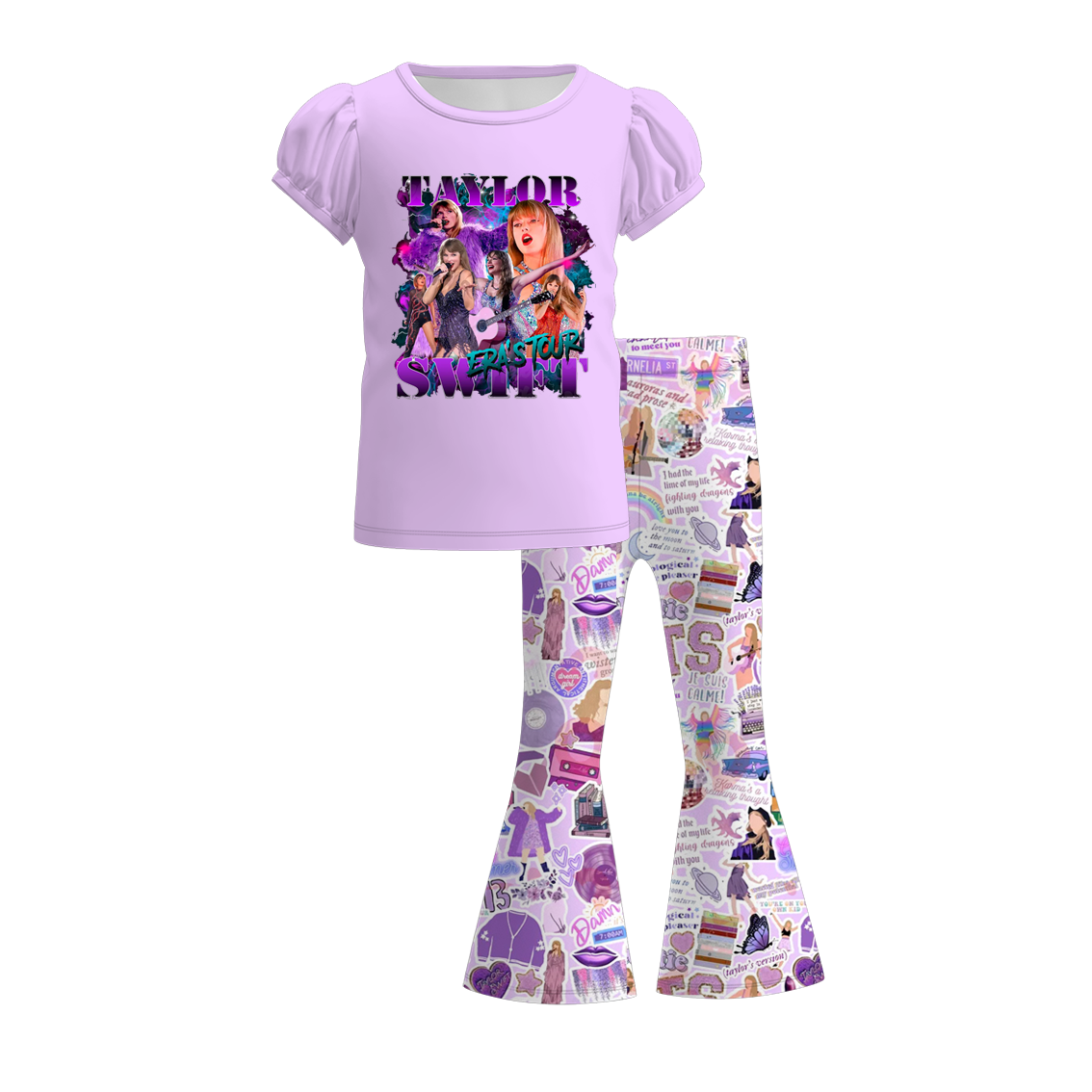 （Pre Order）Girls Spring and Summer TS Print Outfit Set